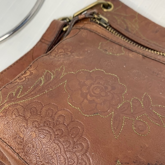 FOSSIL SASHA In British tanTOOLED FLORAL LEATHER BAG/CROSSBODY ZB2989 - Picture 6 of 9